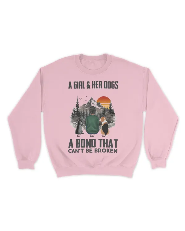A Bond Between A Girl & Her Dog - Personalized Back Printed Shirt, Gifts For Dog Lovers, Gifts Idea For Dog Lovers
