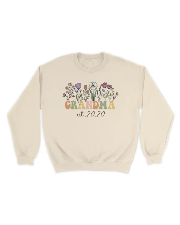 Grandma Est Flower Version - Personalized Sweatshirt, Gifts for Grandma, Gift idea for Grandma
