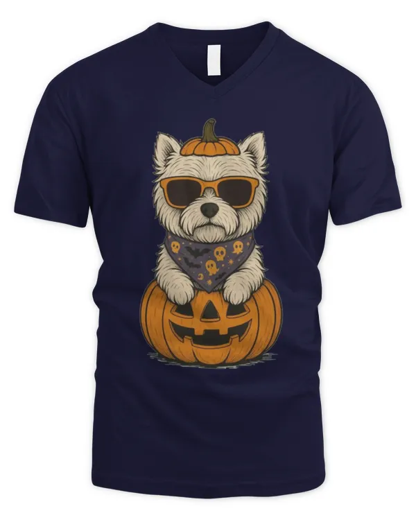 Westie pumkin - Men's V-Neck T-Shirt Men's V-Neck T-Shirt