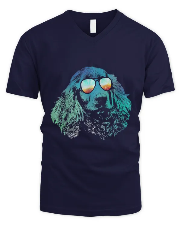 Retro Disco Dog English Cocker Spaniel - Men's V-Neck T-Shirt Men's V-Neck T-Shirt