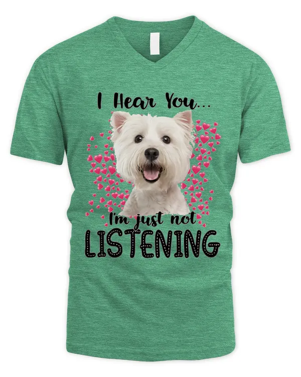 Westie_Listening - Men's V-Neck T-Shirt Men's V-Neck T-Shirt