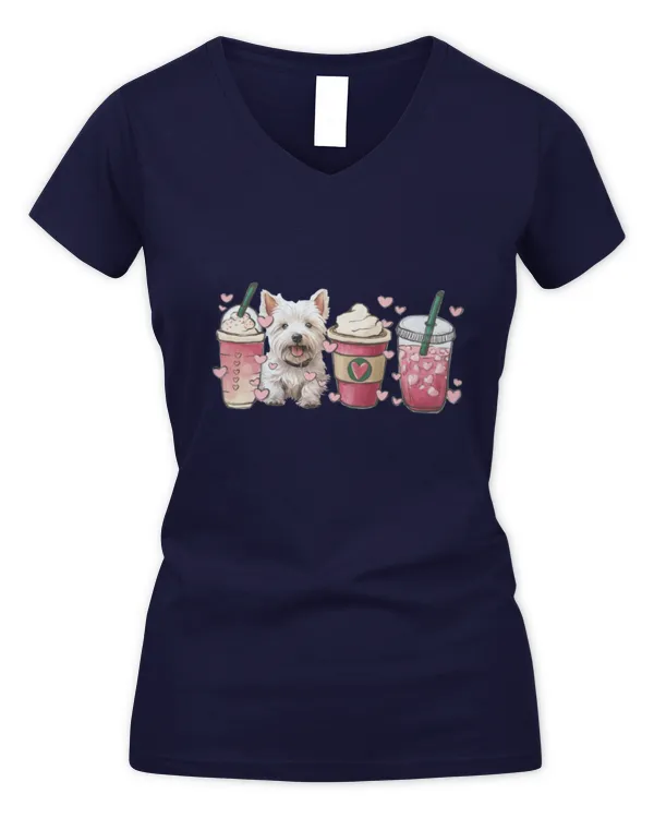 Exclusive Edition #Westie 61024 04 - Women's V-Neck T-Shirt Women's V-Neck T-Shirt