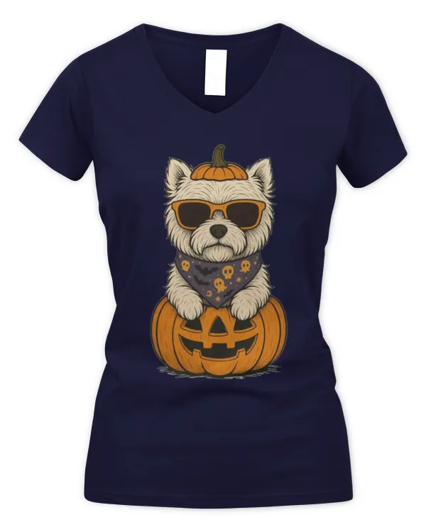 Westie pumkin - Women's V-Neck T-Shirt Women's V-Neck T-Shirt