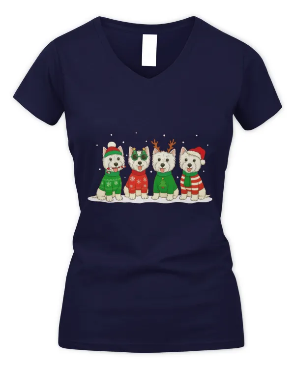 Westie christmas - Women's V-Neck T-Shirt Women's V-Neck T-Shirt