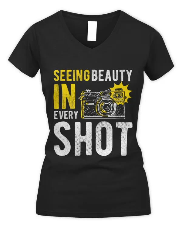 Cute Photographer Seeing Beauty In Every Shot Photographer Photography Camera - Women's V-Neck T-Shirt Women's V-Neck T-Shirt
