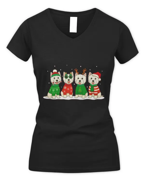 Westie christmas - Women's V-Neck T-Shirt Women's V-Neck T-Shirt