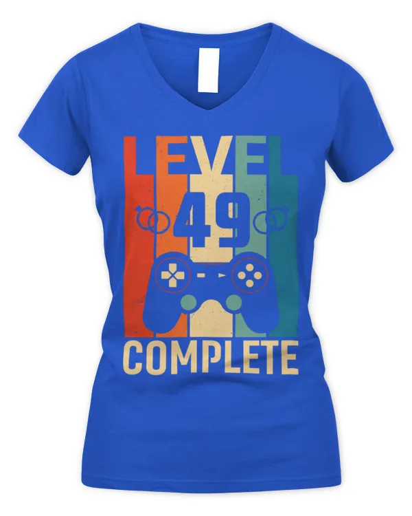 Level 49 Complete Video Gamer 49 Years Wedding Anniversary Long Sleeve T-Shirt - Women's V-Neck T-Shirt Women's V-Neck T-Shirt