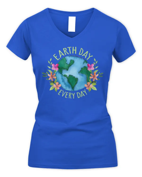 Love Earth Day Everyday Smile Face Hippie Planet Anniversary T-Shirt - Women's V-Neck T-Shirt Women's V-Neck T-Shirt