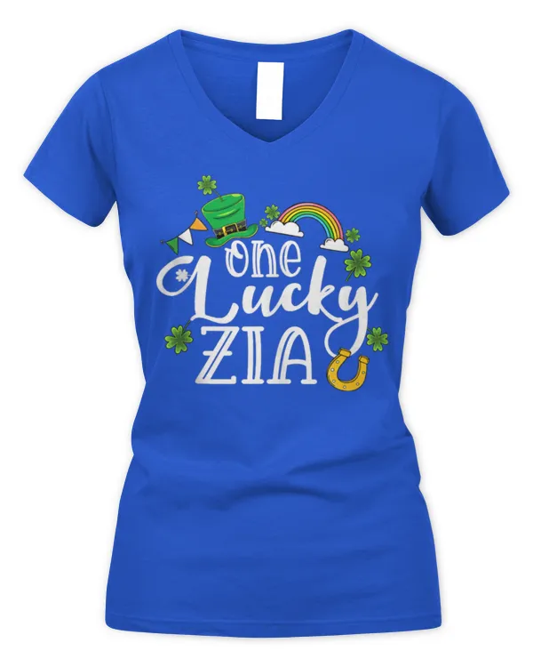One Lucky Zia St Patrick's Day Irish Zia Leprechaun Tee - Women's V-Neck T-Shirt Women's V-Neck T-Shirt