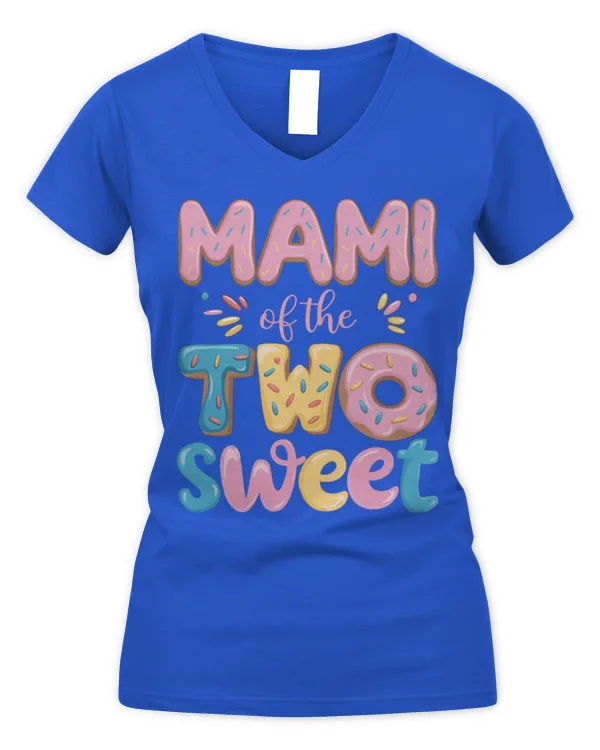 Mami of The Two Sweet Donut Mom 2nd Birthday Girl Party Long Sleeve T-Shirt - Women's V-Neck T-Shirt Women's V-Neck T-Shirt