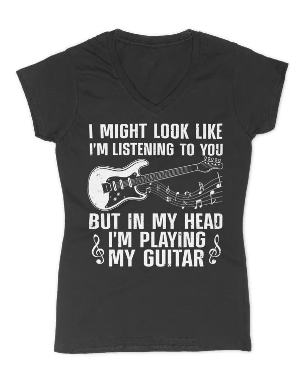 Funny Guitar Design For Men Women Guitarist Guitar Player T-Shirt - Women's V-Neck T-Shirt Women's V-Neck T-Shirt