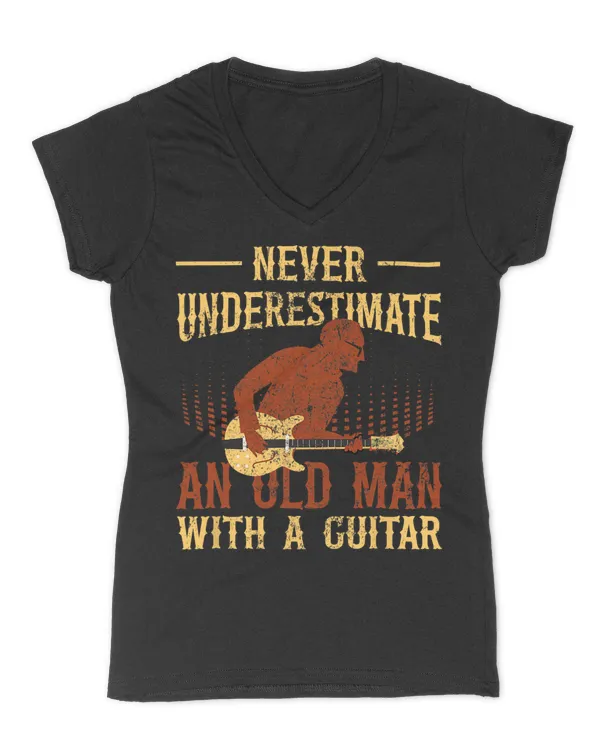Guitarist Music Never Underestimate An Old Man With A Guitar T-Shirt - Women's V-Neck T-Shirt Women's V-Neck T-Shirt