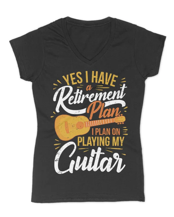 Retired Guitar Player Retirement Guitarist Old-Age Pension T-Shirt - Women's V-Neck T-Shirt Women's V-Neck T-Shirt