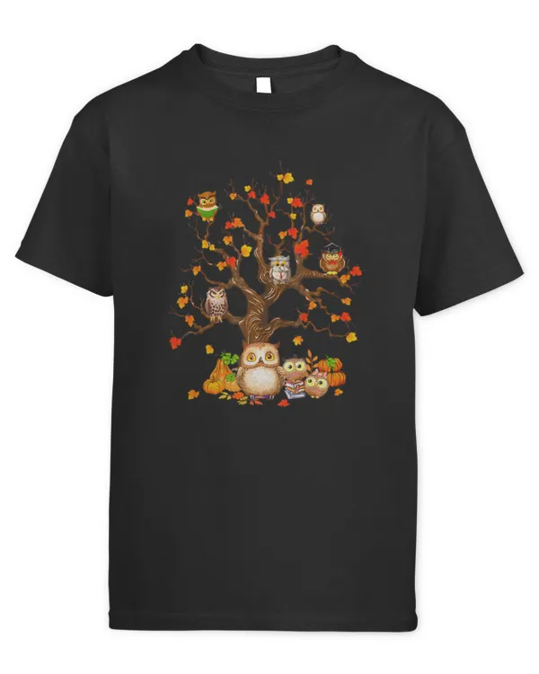 Owls Leaves Tree Fall Autumn Pumpkin Halloween