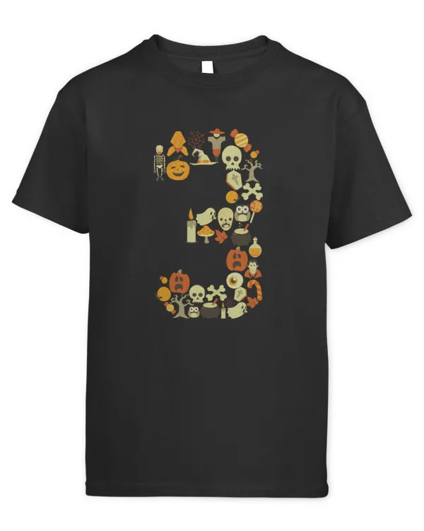 Number 3 Halloween Style 3rd Birthday Gift Idea For 3 Year Old Kids