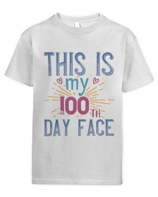 This Is My 100th Day Face Shirt Kid Boys Girls Teacher T-Shirt