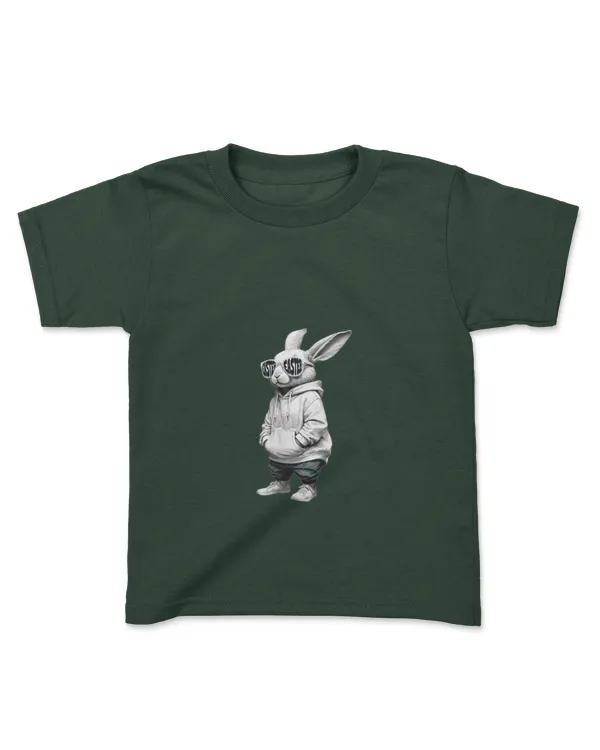 Womens Bunny Face With Sunglasses Easter Day for Boys Men Kids V-Neck - Kids Standard T-Shirt Kids Standard T-Shirt