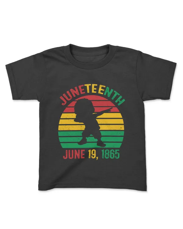 Boys Juneteenth 1865 Black King Afro Kid Dabbing Retro