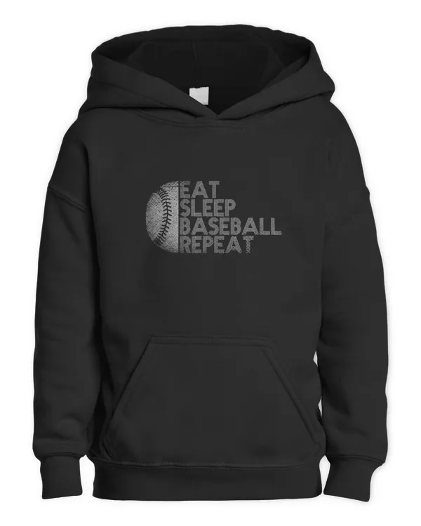 Eat Sleep Baseball Repeat Baseball Player Funny Baseball - Kids Pullover Hoodie Kids Pullover Hoodie