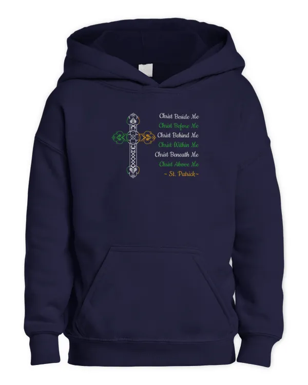 Men Women St Patrick's Prayer Green Christian Cross Irish Long Sleeve T-Shirt - Kids Pullover Hoodie Kids Pullover Hoodie