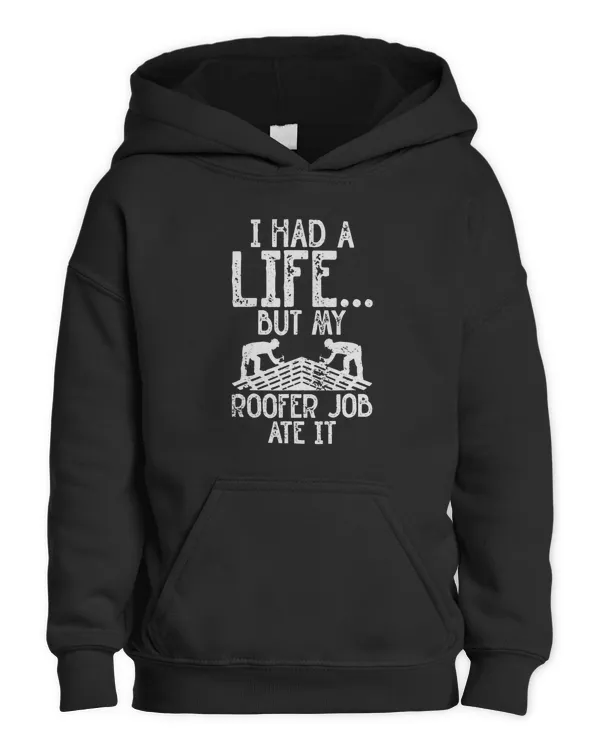 Roofer Funny Retro Roofing Roof Equipment Job Repair5 - Kids Pullover Hoodie Kids Pullover Hoodie