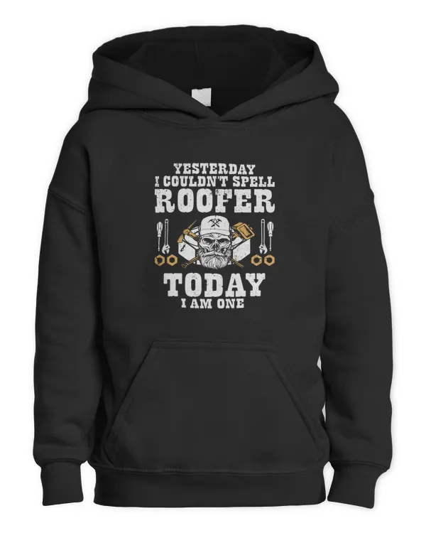 Roofer Funny Retro Roofing Roof Equipment Job Repair631 - Kids Pullover Hoodie Kids Pullover Hoodie