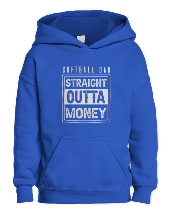 Cute Softball Dad Straight Outta Money - Kids Pullover Hoodie Kids Pullover Hoodie