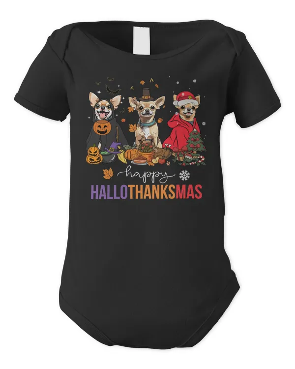 Happy HalloThanksMas Chihuahua - Infant Short Sleeve Bodysuit Infant Short Sleeve Bodysuit