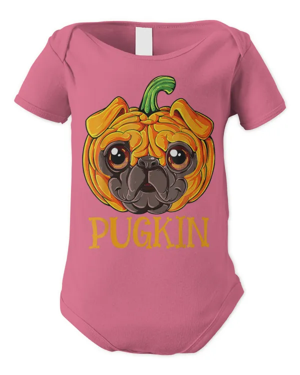 Funny Pugkin Cute Pug Dog Pumpkin Face Shirt - Infant Short Sleeve Bodysuit Infant Short Sleeve Bodysuit