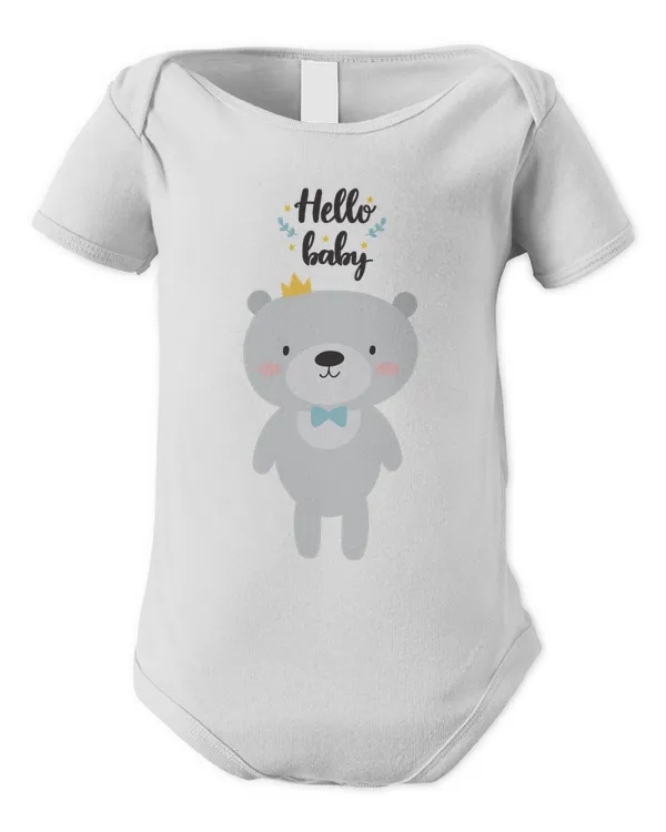 Hello Baby Infant Soft Bodysuit With Cute Bear