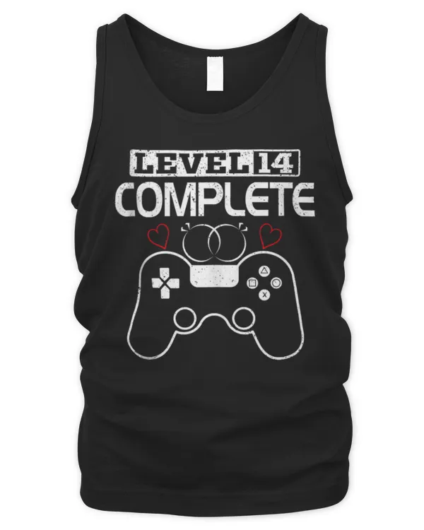 Level 14 Complete 14 Years Wedding Anniversary Video Gamer Tee - Men's Tank Top Men's Tank Top