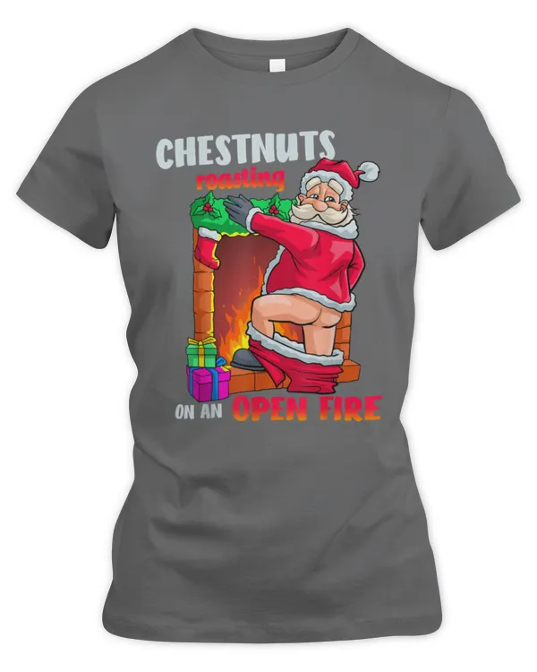 Chest Nuts Roasting Naughty Santa Dirty Food Pun Xmas - Women's Premium Slim Fit Tee Women's Premium Slim Fit Tee