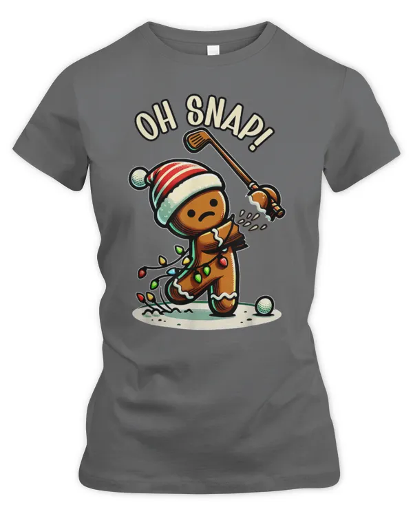 Gingerbread Man Pajamas & PJs Xmas Holiday Oh Snap Gingerbreadman Golfer Golf Christmas Golfing - Women's Premium Slim Fit Tee Women's Premium Slim Fit Tee