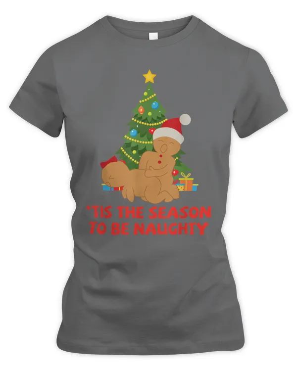 Tis The Season To Be Naughty Gingerbread Couple Christmas (1) - Women's Premium Slim Fit Tee Women's Premium Slim Fit Tee