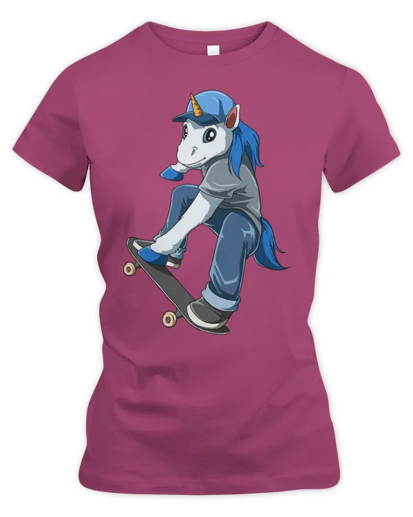 Unicorn Pet Skater Girl Skateboarding - Women's Premium Slim Fit Tee Women's Premium Slim Fit Tee