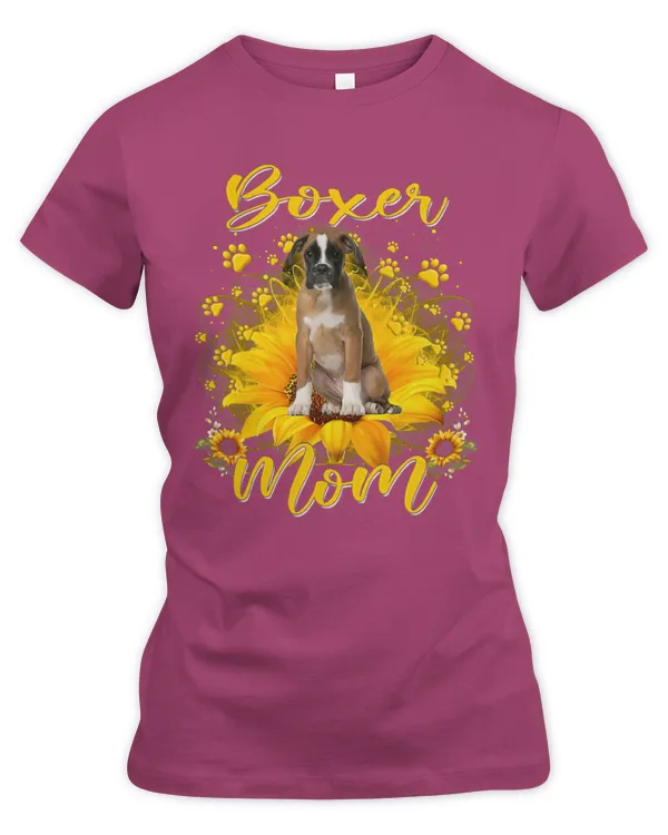 Cute Boxer Womens Sunflower Boxer Mom Dog Lover Mothers Day - Women's Premium Slim Fit Tee Women's Premium Slim Fit Tee