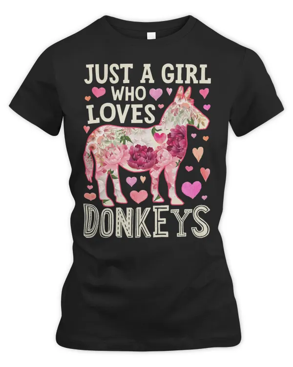 Donkey Cattle Just a Girl Who Loves Donkeys Flower for Girls Women Kids 29 Mule Farmer