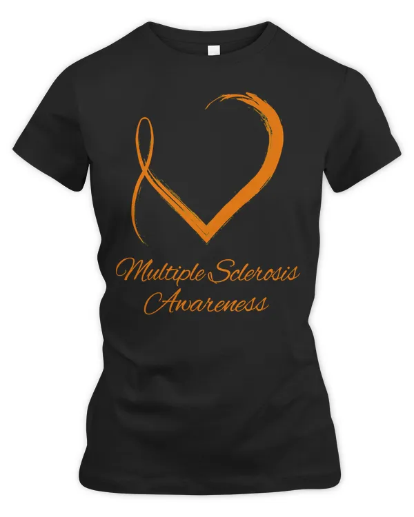 Multiple Sclerosis Awareness Stylish Ribbon Heart Multiple Sclerosis Awareness Orange Ribbon
