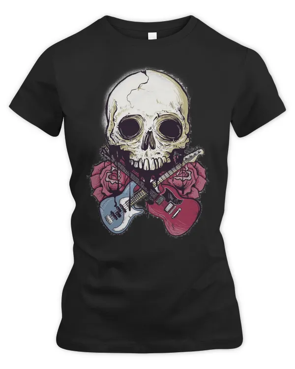 Skull Lover Skeleton with Guitars design rose Skulls