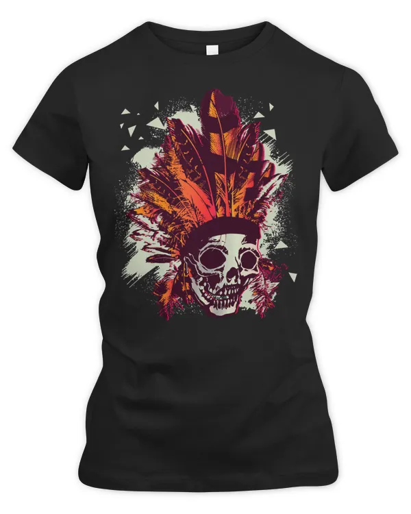 Skull Lover Skeleton With Native American Indian Headdress Tribal rose Skulls