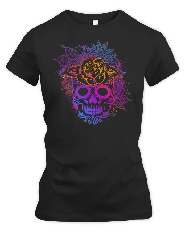 Skull Lover Skeleton Woman skull with pink flowers and leaves Skulls