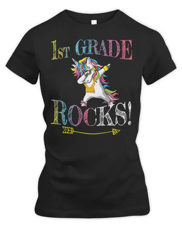 Teacher Teaching Lover 1st Grade Rocks Dabbing Unicorn Back to School Dad Dance Teacher Funny Gift 631