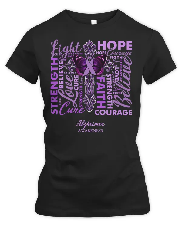 Fight Hope Cure Butterfly Ribbon Alzheimers Disease Awareness