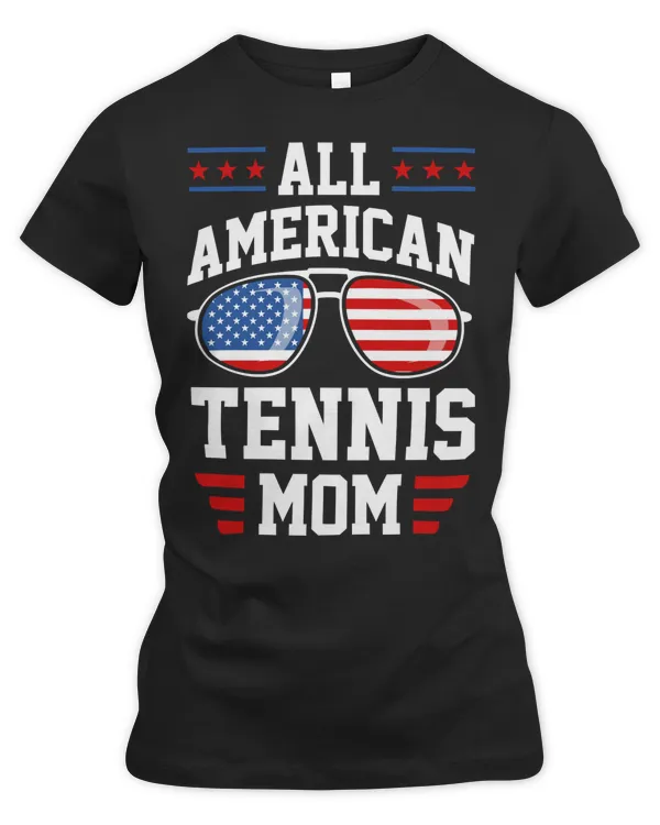 Tennis Player AllAmerican Mom USA Flag Patriotic Funny Retro Style Player Christmas Tennis Lover