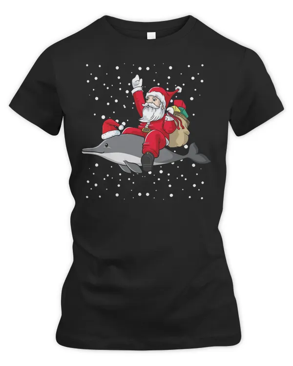 Dolphin Funny Santa Riding Dolphin Holiday Christmas Decoration Winter Ugly Christmas Xmas Ocean