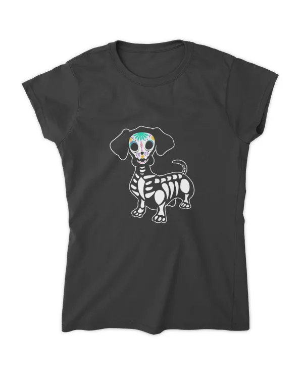 Halloween funny- Dachshund Skull black T-Shirt