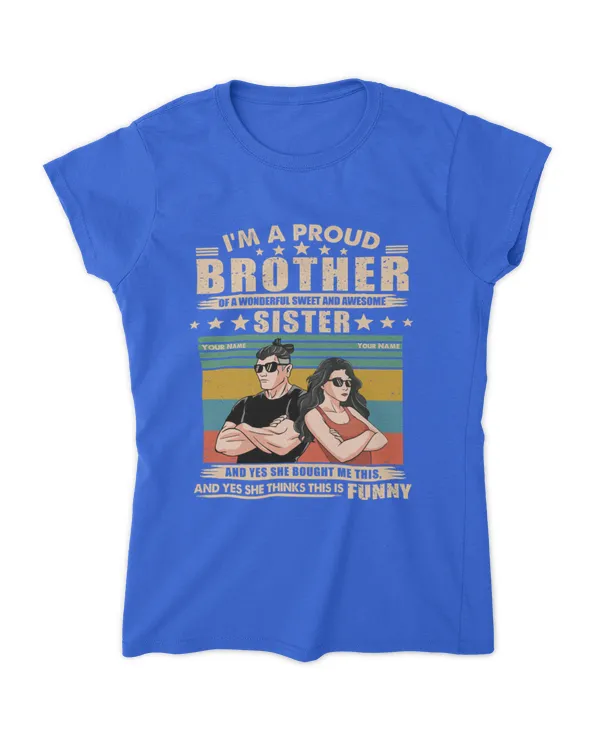 Proud Brother Of A Wonderful Sister Personalized Shirt Funny Birthday Gift For Brothers, Sons Gift From Sisters, Gifts For Sister, Gifts Idea For Sister