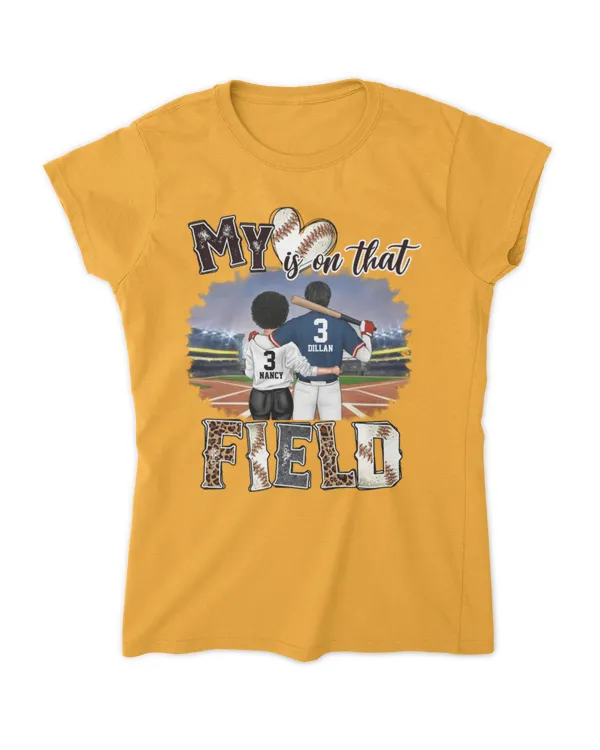 My Heart Is On That Field - Personalized Back Printed Shirt - Gifts for Girlfriend, Gift idea for Girlfriend