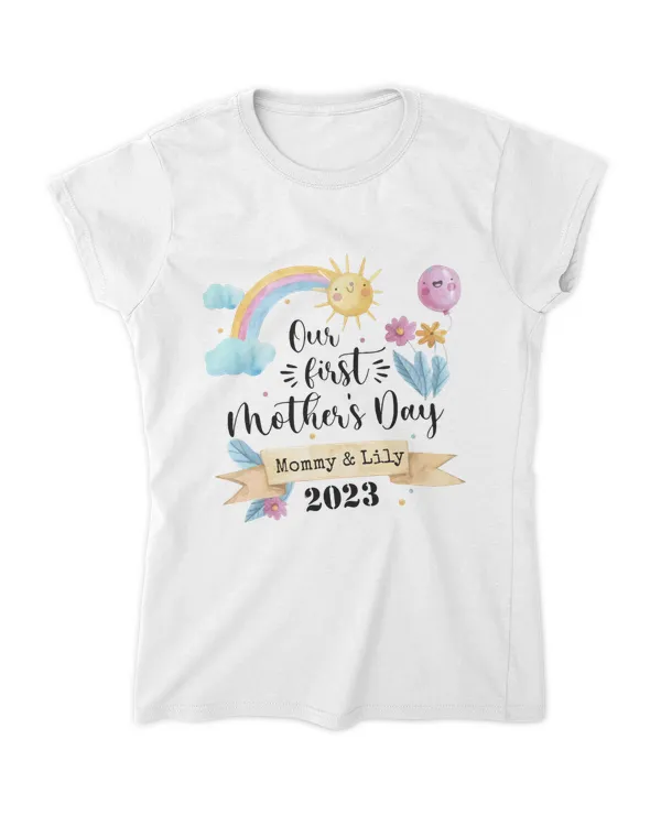 Custom name Tshirt 2023, Our of First time mom, First Mother's Day, First time Mommy Tshirt | treasurelife.store
