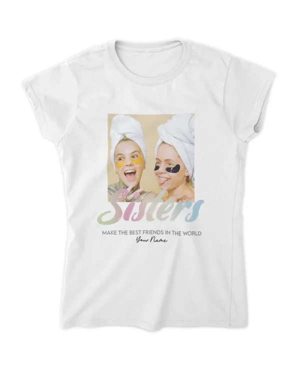 Personalize Name And Photo Pastel Rainbow Sister T-Shirt, Gifts For Sister, Gifts Idea For Sister